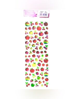 Vintage Kamio Stickers Japan Holographic Glitter Fruit Apple Strawberry Cherry